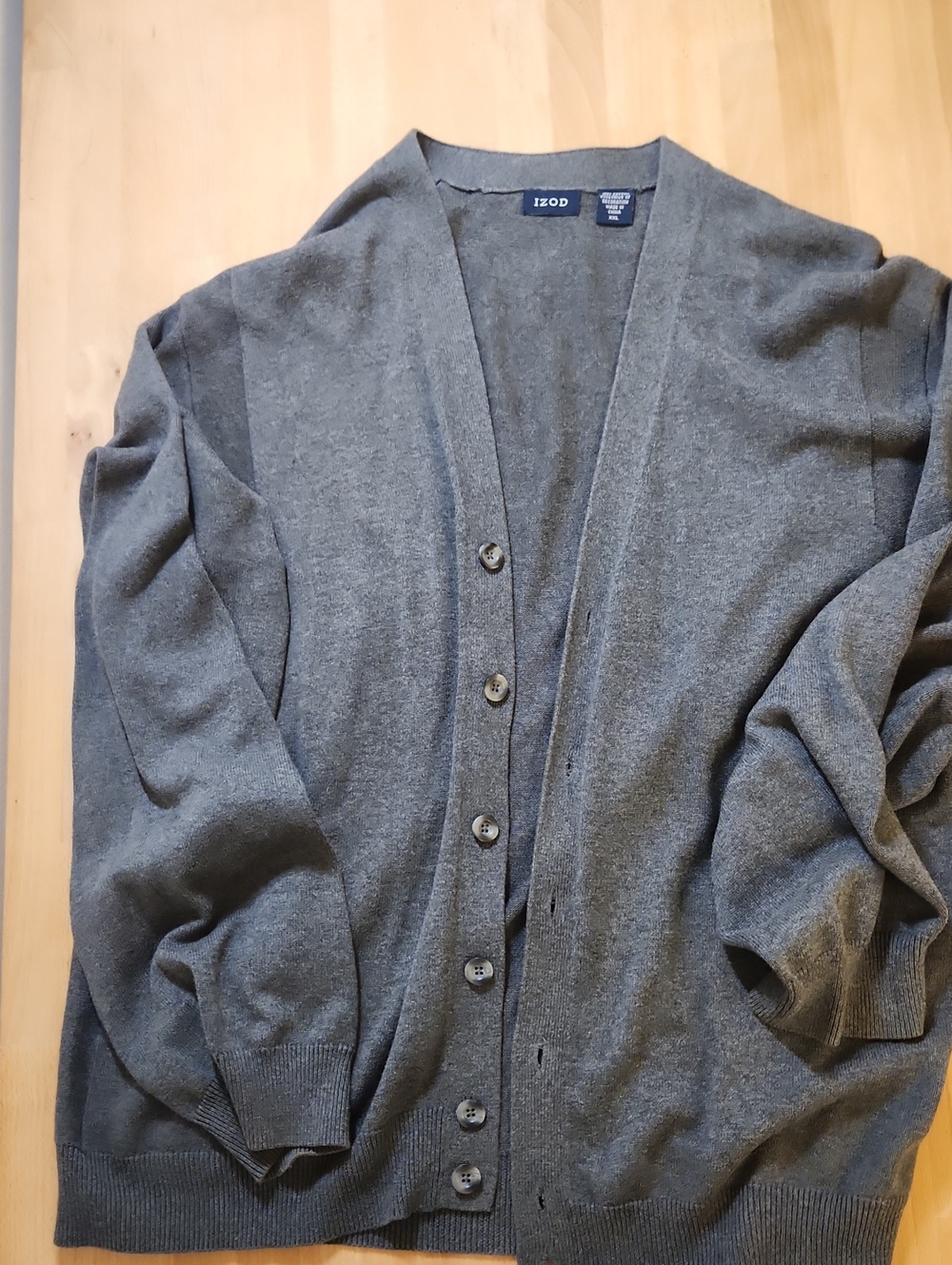 Izod Men's Heather Gray V-Neck Button Cardigan